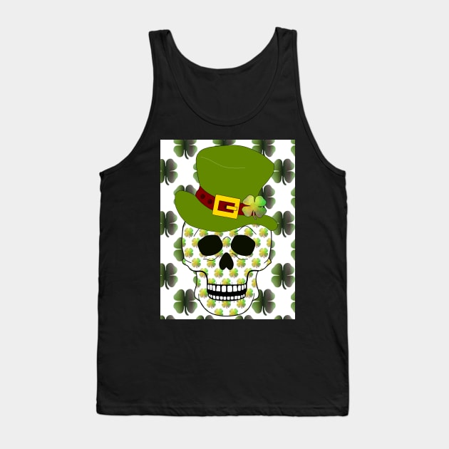 Four Leaf Clover Skull - Funny St Patricks Day Art Tank Top by SartorisArt1